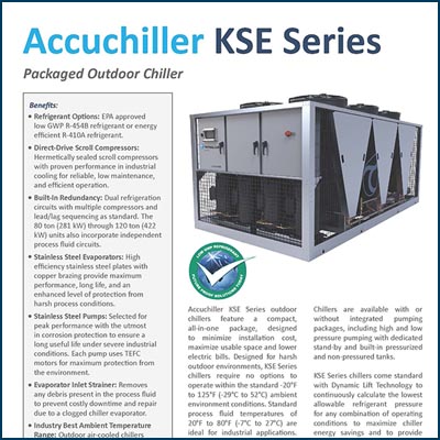 KSE outdoor packaged chiller 40 to 120 ton