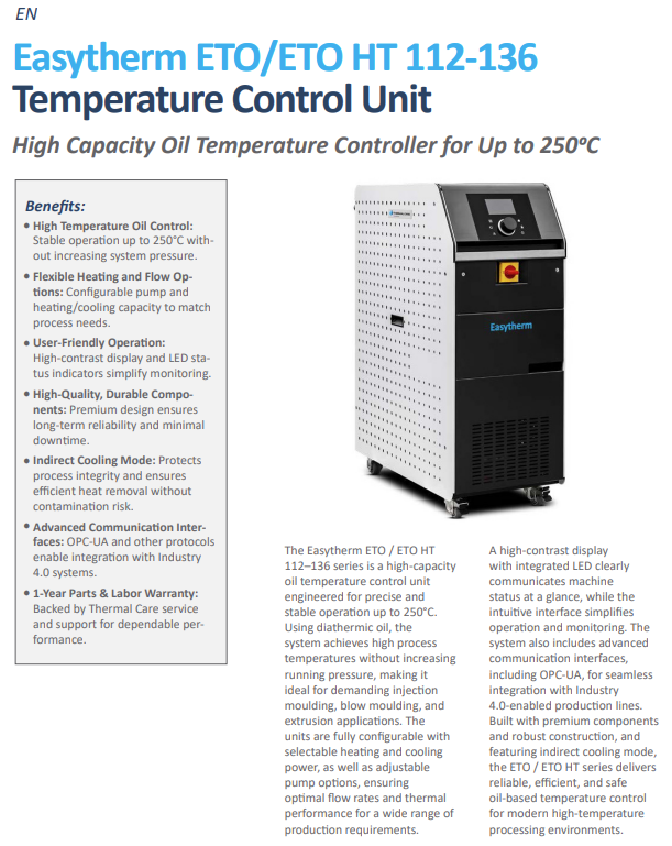 Easytherm ETO/ETO HT 112-136 Specifications