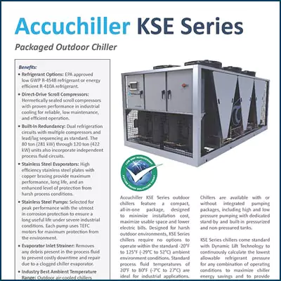 KSE outdoor packaged chiller 40 to 120 ton