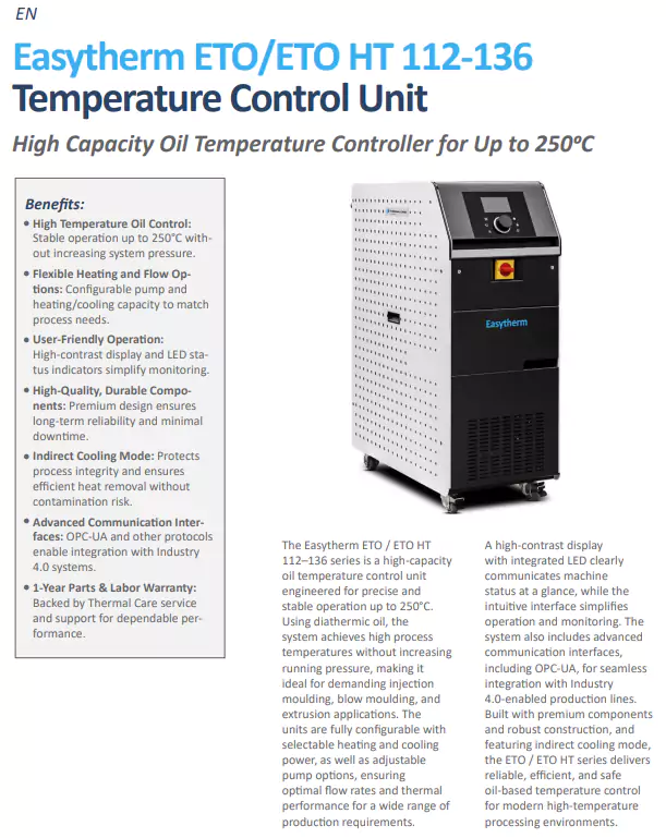 Easytherm ETO/ETO HT 112-136 Specifications